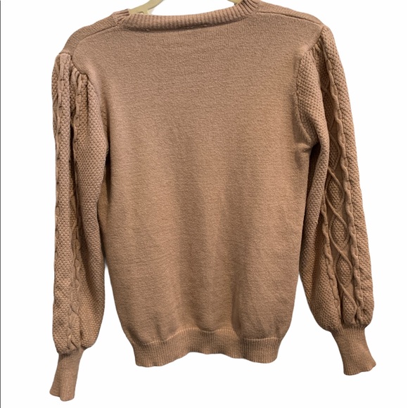 Fable Women’s Tan Sweater Balloon Sleeves Size S - Picture 4 of 5